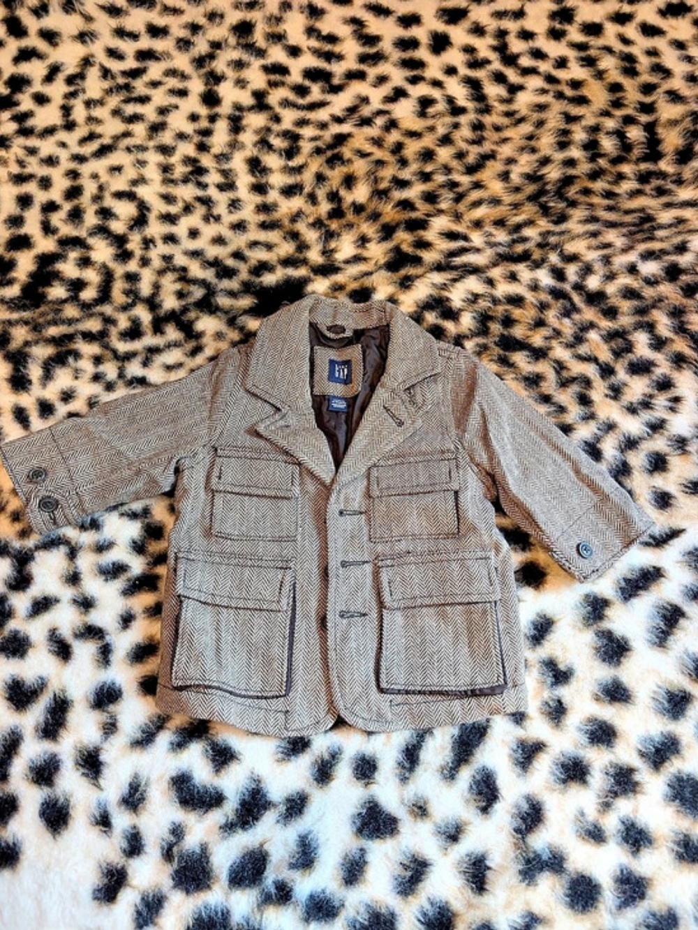 Gap Baby Houndstooth Jacket Brown & Cream Size 12-18M